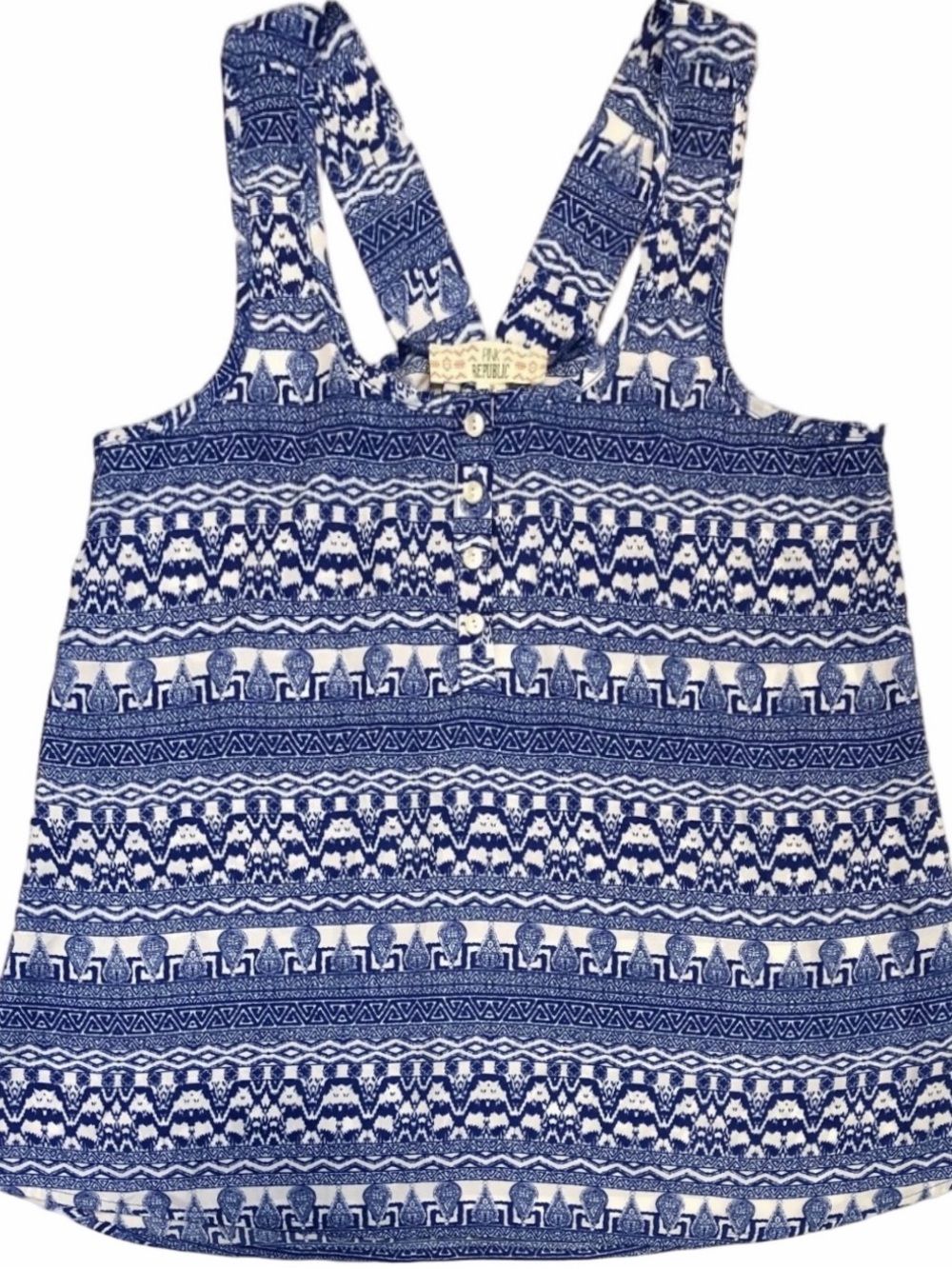 Pink Republic Blue & White Tribal Print Tank